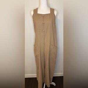 Polagram Beige Striped Jumpsuit
